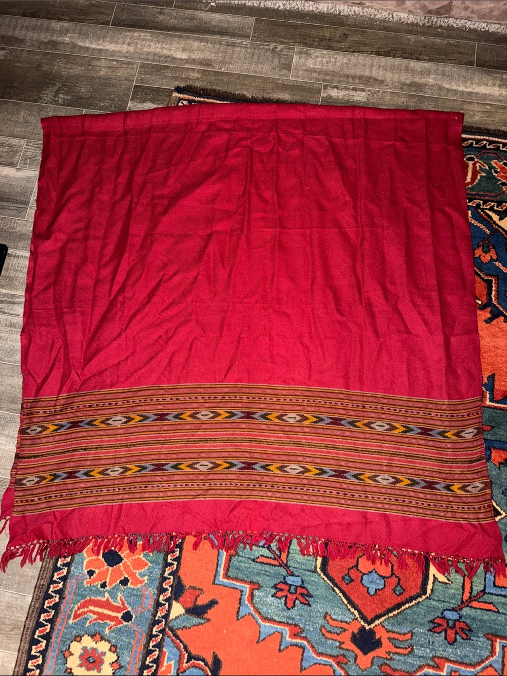 100% Pashmina Meditation Shawl - Himalayan Tribal Geometric Wrap